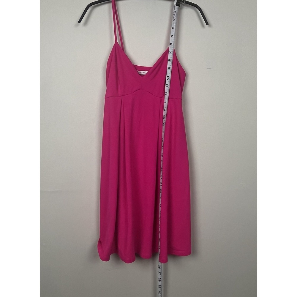 Susana Monaco Hot Pink V-Neck Pleated Fit and Flare Mini Dress Small Made in USA - Picture 7 of 8